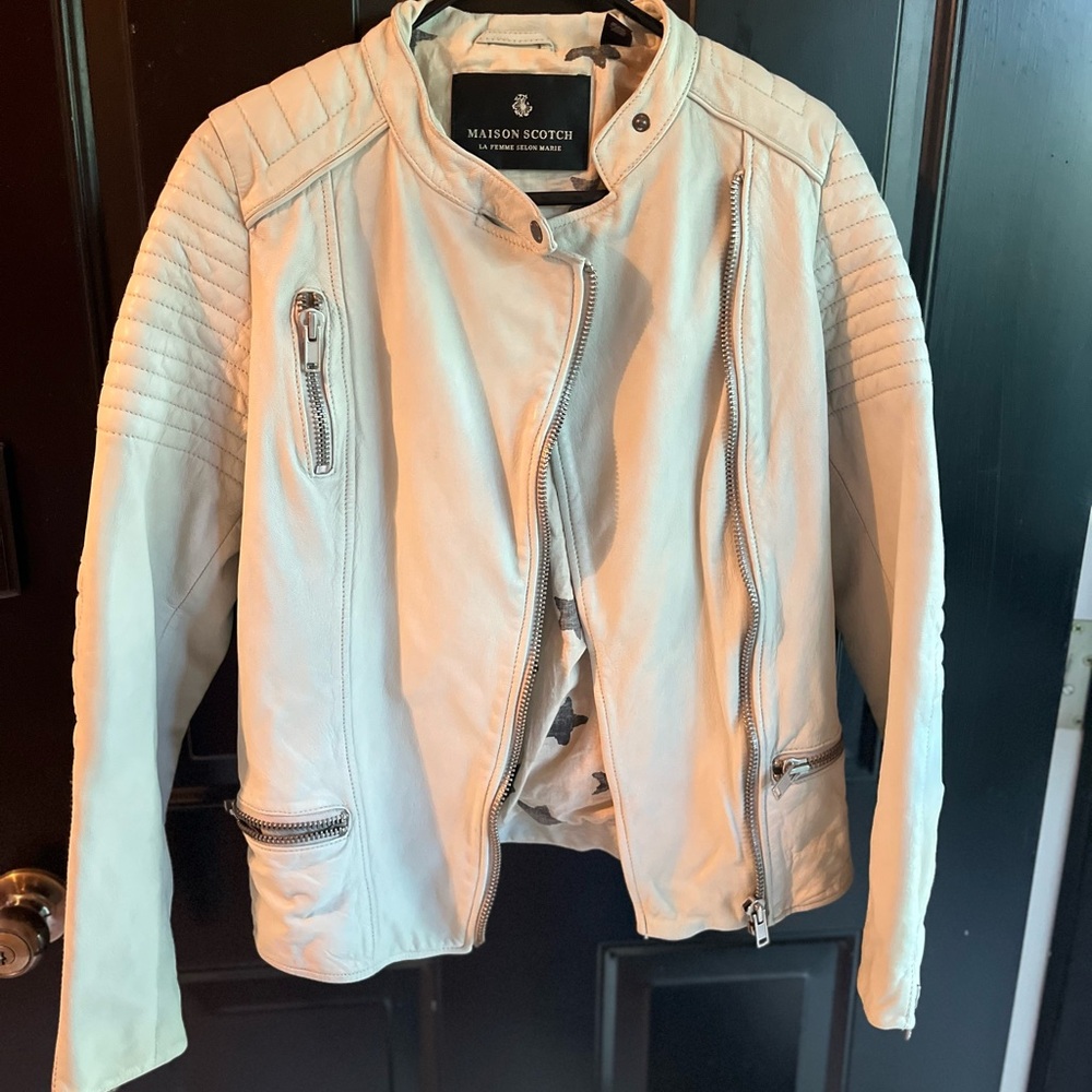 Scotch & Soda Pale Blue Leather Jacket